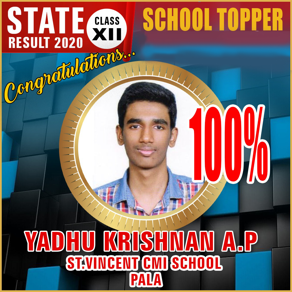Yadhukrishnan A. P.  100% Scorer in Plus Two 2020