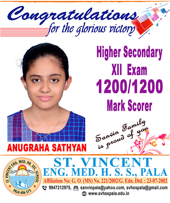 Higher Secondary Result 2022 : Top Scorer Anugraha Sathyan